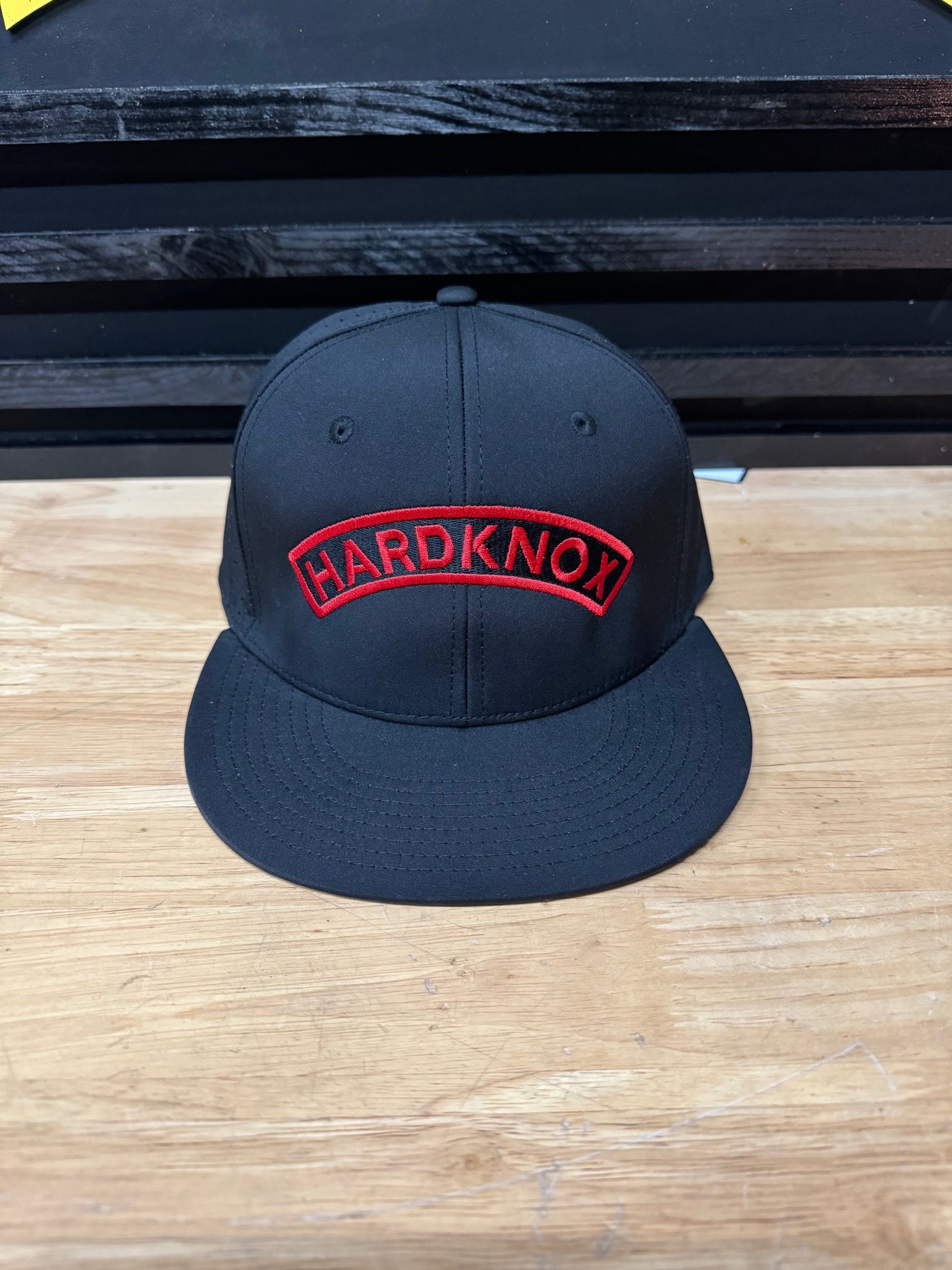 Custom Red Hardknox Rocker fitted hat.