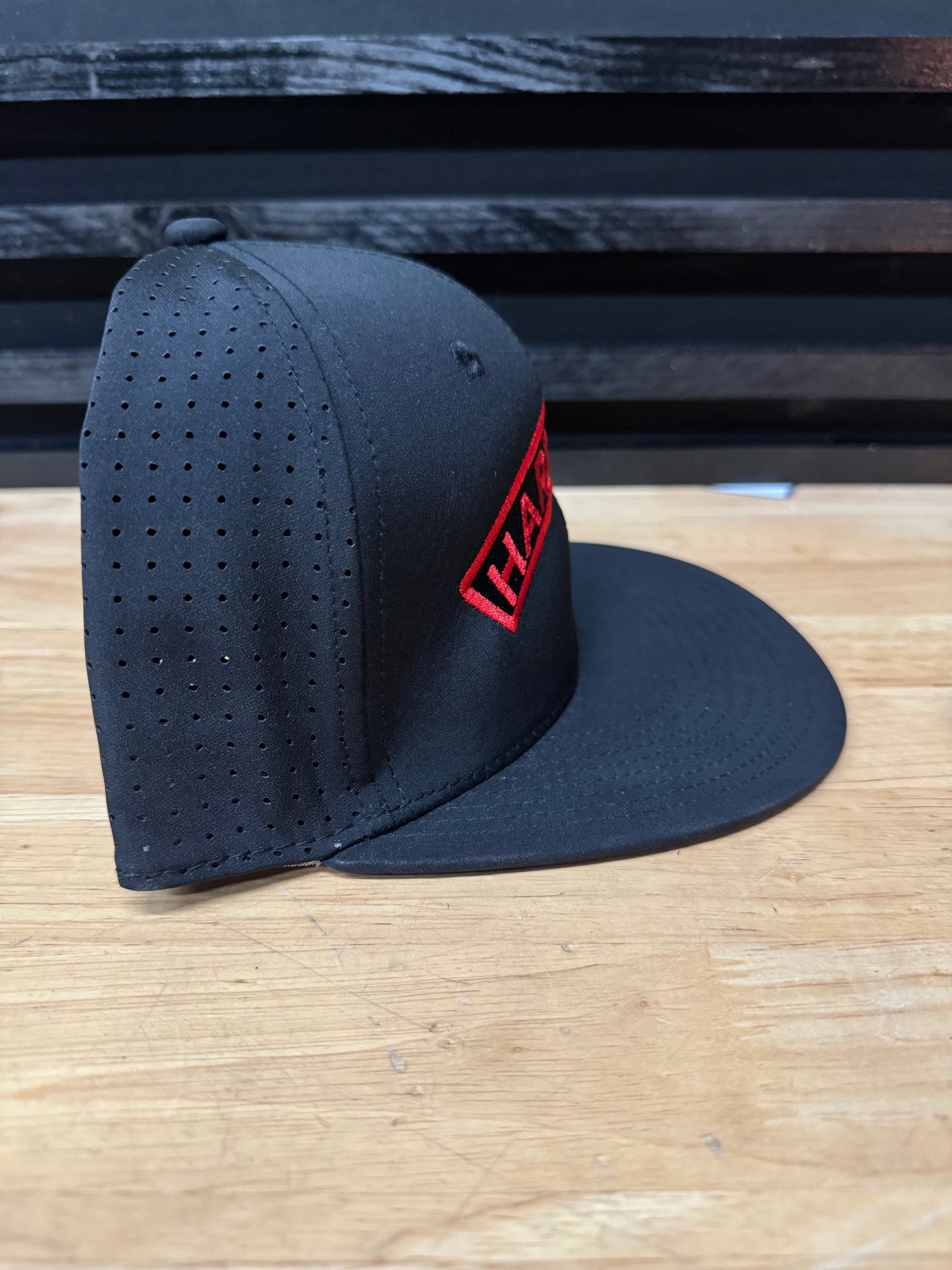 Custom Red Hardknox Rocker fitted hat.